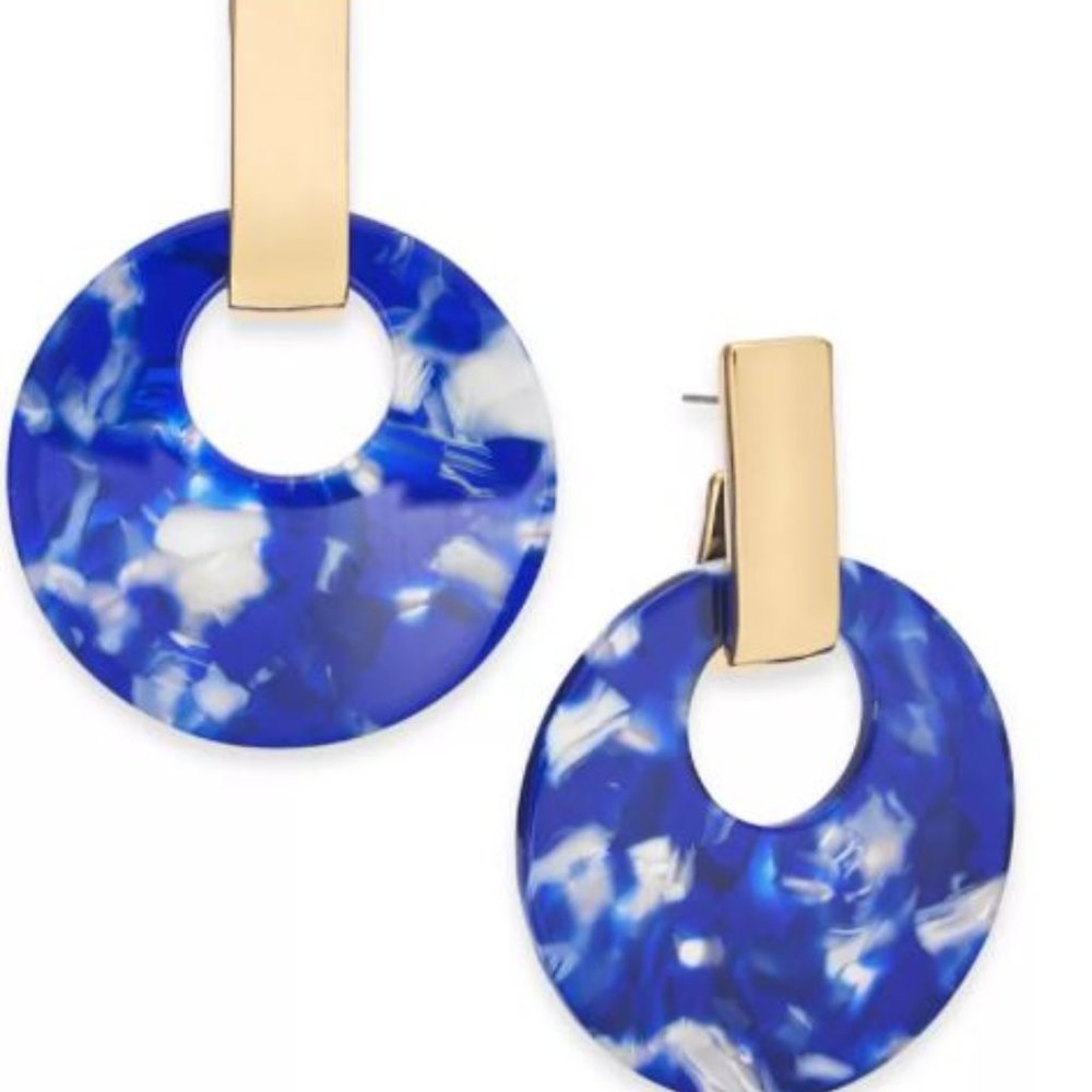 Alfani Gold-Tone Colored Circle Drop Earrings